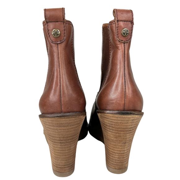 Lucky Brand Fedora Brown Leather Wedge Ankle Boots Booties 6.5 - Picture 6 of 11
